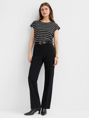 NEW Ann Taylor LOFT Parker Straight Leg Twill Pants Black Women's Size 2